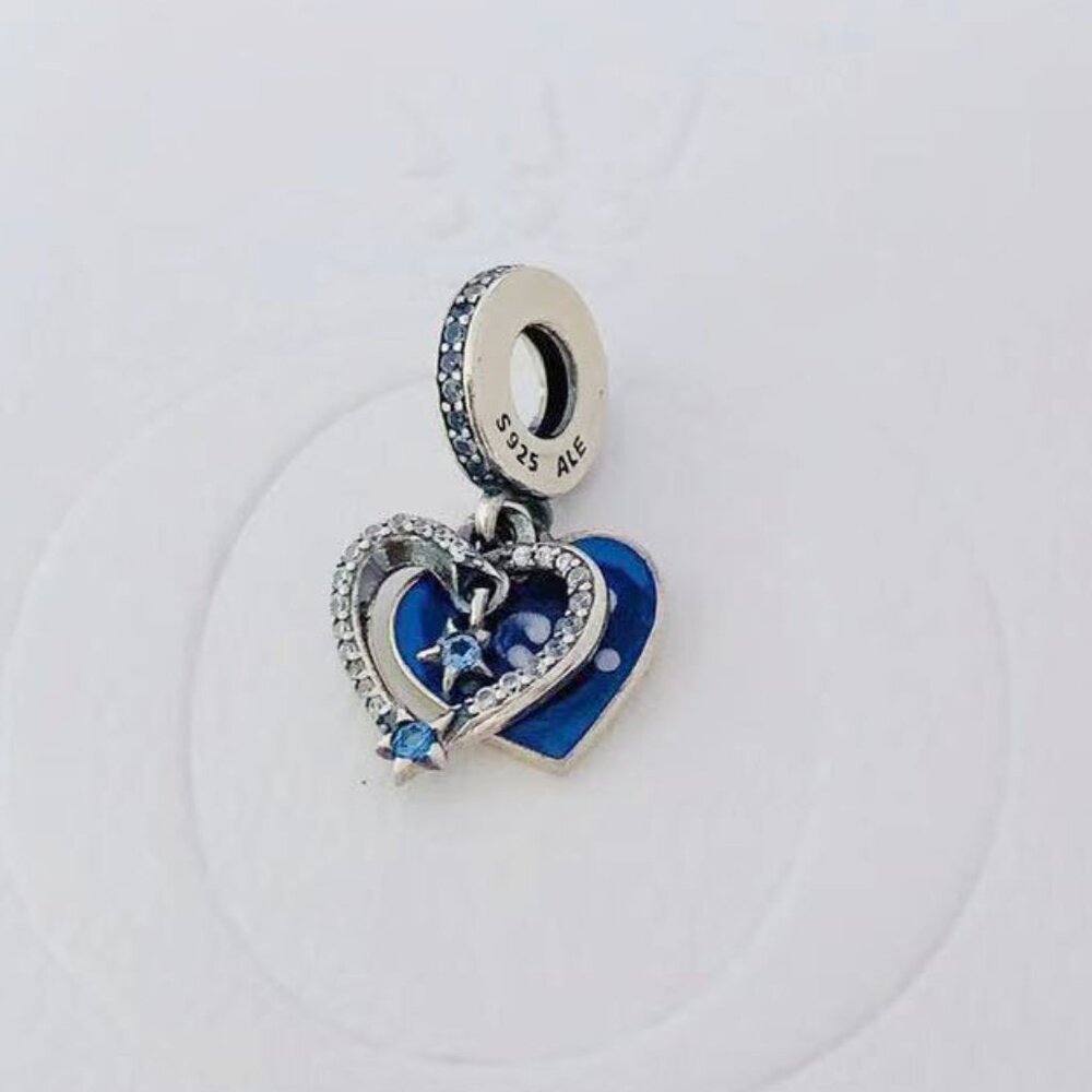 Pandora Celestial Shooting Star Heart Double Dangle Charm
